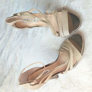 Gold Sparkly Shimmer High Heels Strappy Nina New York